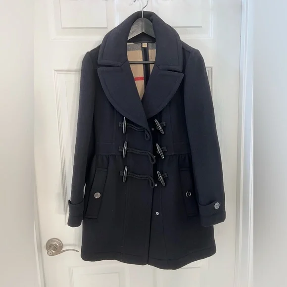 Burberry Brit coat 100% wool black sz 4 - Picture 1 of 6